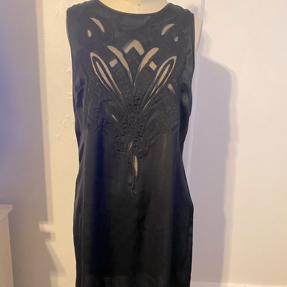 Sleeveless slip dress with mesh